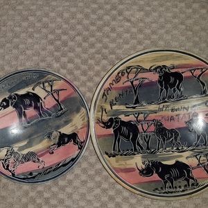 Safari design ceramic plates